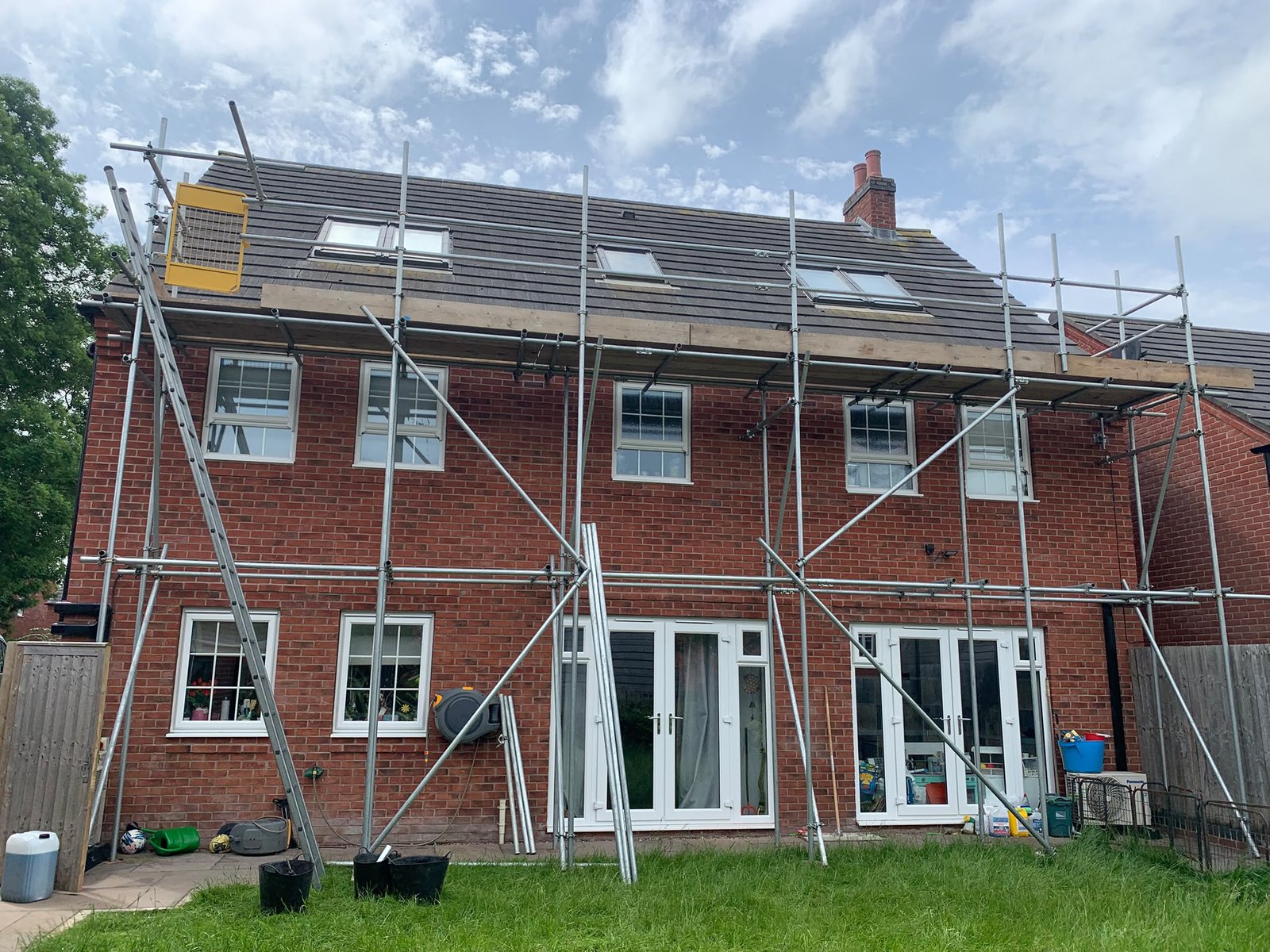 Scaffolding around a residential property
